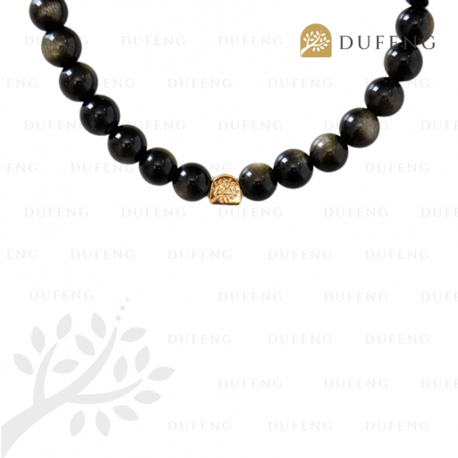 Dufeng - 6 Mantra Golden Obsidian Crystal Bracelet - Image 2
