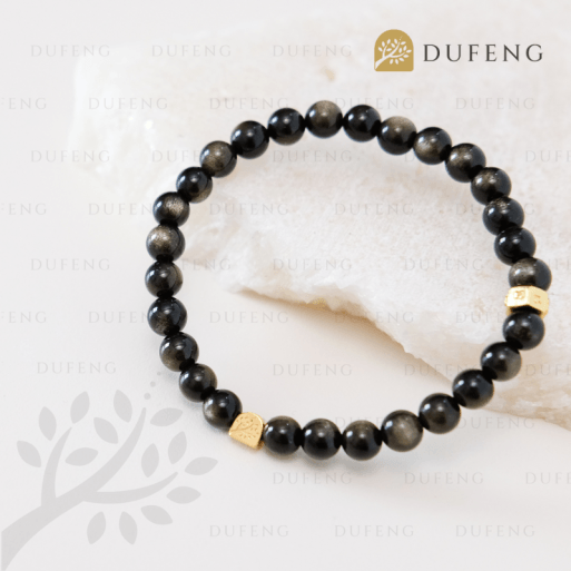 Dufeng - 6 Mantra Golden Obsidian Crystal Bracelet - Image 3