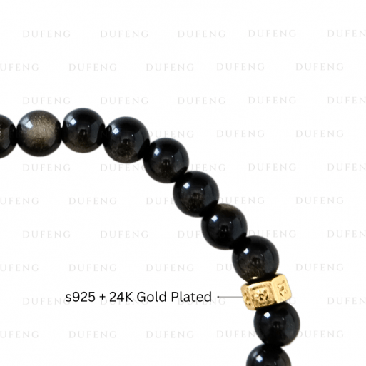 Dufeng - 6 Mantra Golden Obsidian Crystal Bracelet - Image 4