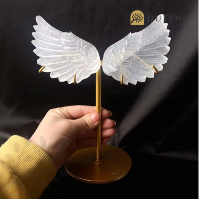 Dufeng - Selenite Wings Sculpture Crystal Stand Decoration - Style 2